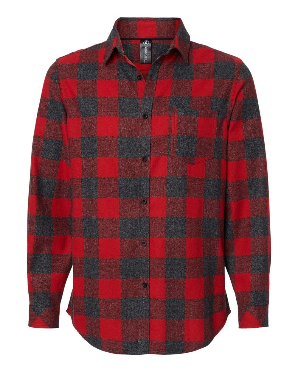 Burnside Mens 8212 Red & Heather Black Buffalo Plaid Flannel Shirt 8212 Men's XL